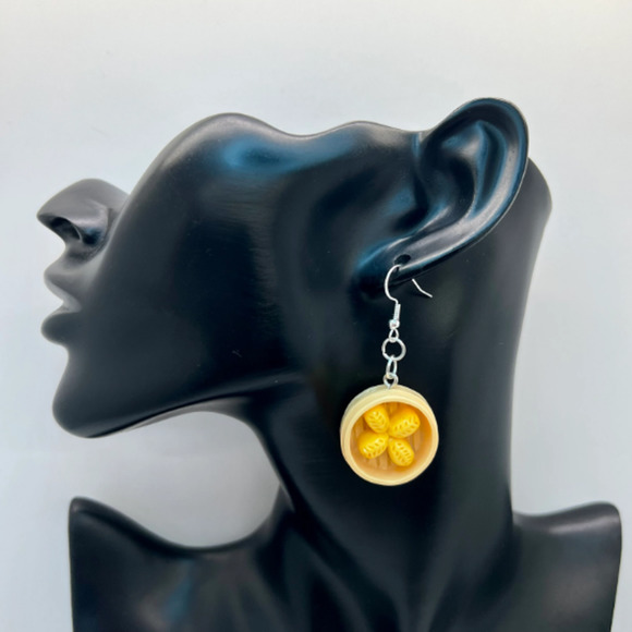 Dumpling Earrings - Dim Sum Dumplings - Steamer Earrings - Asian Earrings - Picture 8 of 10